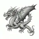 Dragon shadow flying away tattoo design idea