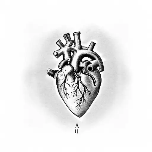 anatomical heart with hindu design inside tattoo design idea