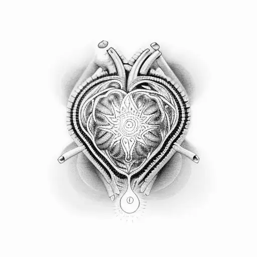 anatomical heart with hindu mandala tattoo design idea