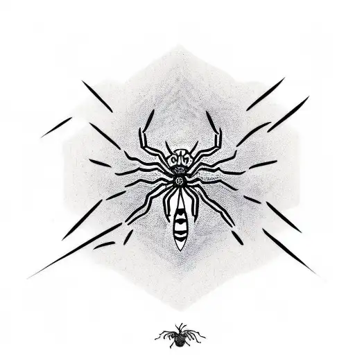 A striking tattoo design featuring a spider weaving its web among a variety of birds, symbolizing the interconnectedness of life and death tattoo design idea