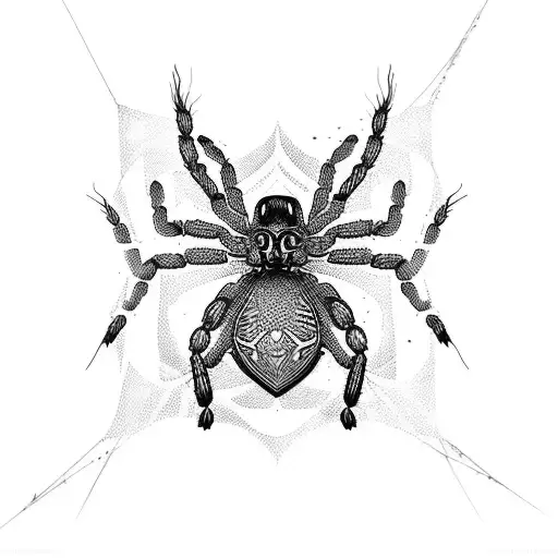 A striking tattoo design featuring a spider weaving its web among a variety of birds, symbolizing the interconnectedness of life and death tattoo design idea