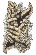 old school praying hands tattoo design idea