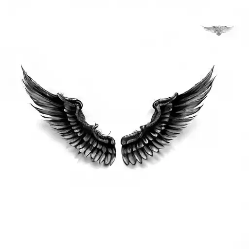 a pair of wings with roman numerals integrated. should fit a forearm tattoo design idea