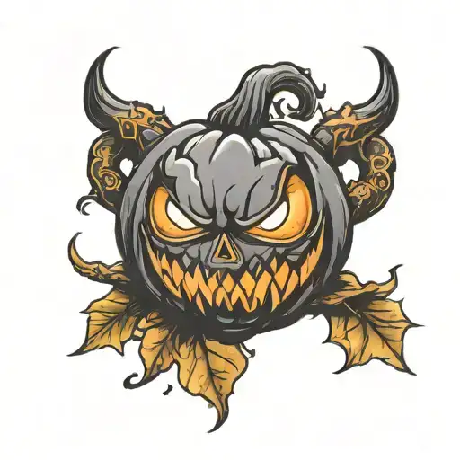 evil scary jack o lantern tattoo design idea