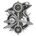 two comets orbit subtly incorporating planetary elements tattoo design idea