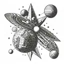 two comets orbiting earth detailed tattoo design idea