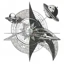 two comets orbiting earth detailed tattoo design idea