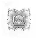 bicep tattoo stencil image rectangular ,a  band with some geometric illuminati art, big tattoo, top part of the band hav tattoo design idea