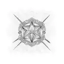 bicep tattoo stencil image rectangular ,a  band with some geometric illuminati art, big tattoo, top part of the band hav tattoo design idea