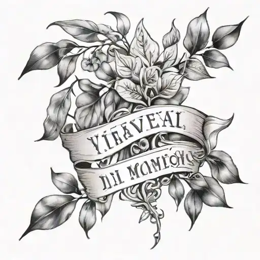 eucalyptus leaves on the two collarbones and between them with gothic font "vivi per il momento" tattoo design idea