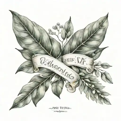 lifelike eucalyptus leaves on the two collarbones and between them with gothic font "vivi per il momento" tattoo design idea