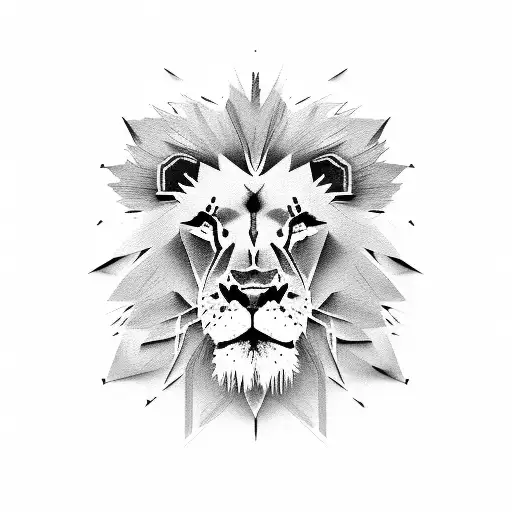 scar lion face with small lions below tattoo design idea
