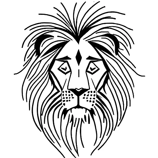 scar lion face with small lions below tattoo design idea