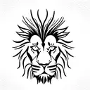 scar lion face with small lions below tattoo design idea