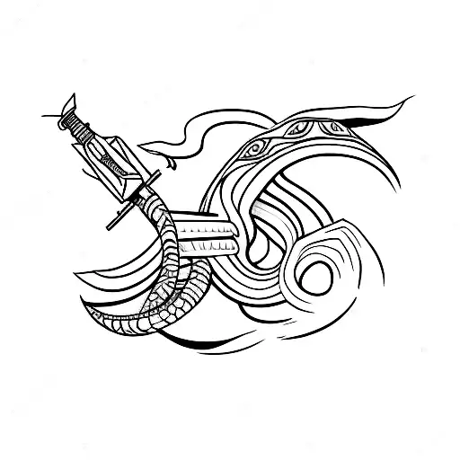 arco e flecha  com cobra tattoo design idea