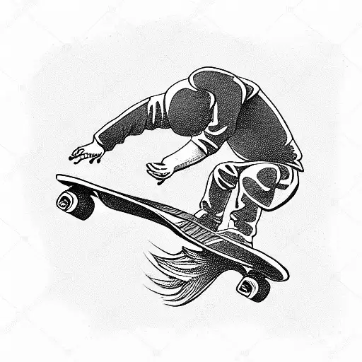skateboard boy tattoo design idea