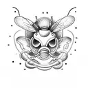 bee wildflower snake tattoo design idea