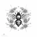 bee wildflower snake tattoo design idea