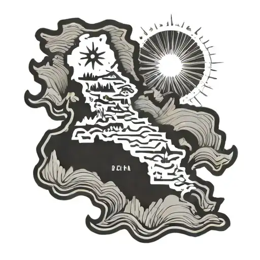 kurdistan map and rising sun tattoo design idea