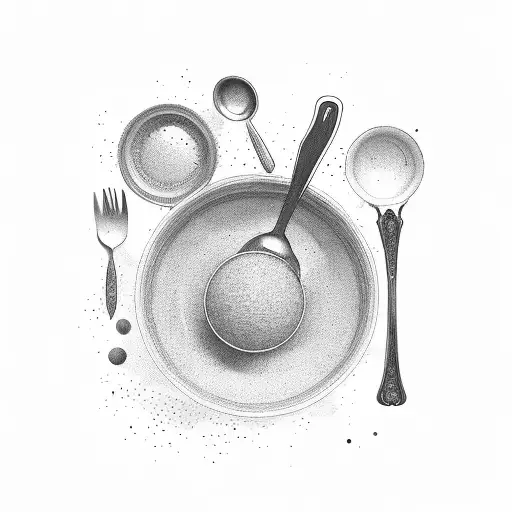 A mixing bowl with utensils and ingredients tattoo design idea