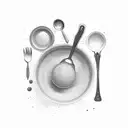 A mixing bowl with utensils and ingredients tattoo design idea