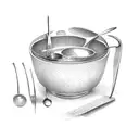 A mixing bowl with utensils and ingredients tattoo design idea