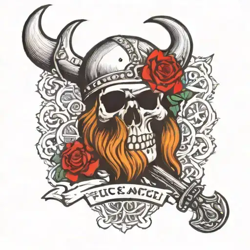 fuck cancer skull viking tattoo design idea