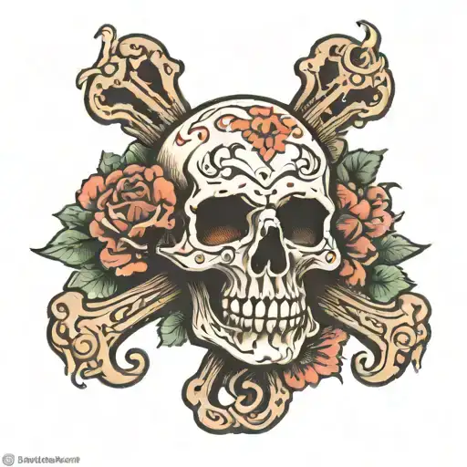 fuck cancer skull wearing tattoo design idea