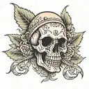 fuck cancer skull wearing tattoo design idea