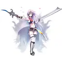 female Anime character wielding a sword. like in demon slayer  tattoo design idea