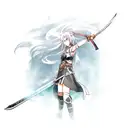 female Anime character wielding a sword. like in demon slayer  tattoo design idea