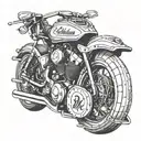 Outlaw nation music lyrics wrapped around a Harley Davidson engine, blending your passions for music and motorcycles tattoo design idea