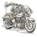 Outlaw nation music lyrics wrapped around a Harley Davidson engine, blending your passions for music and motorcycles tattoo design idea