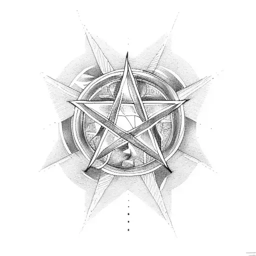 pentagram fist tattoo design idea