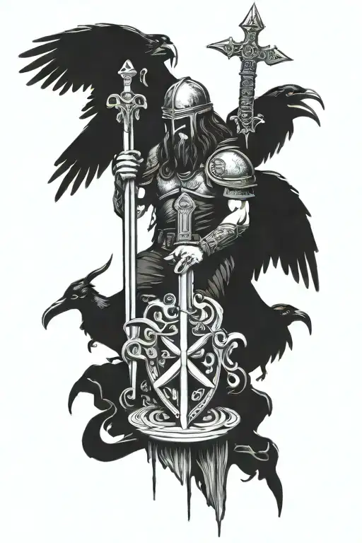 black sabbath, philosophy, vikings, crow sitting, sword, love tattoo design idea