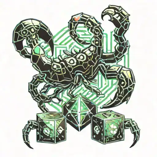 scorpion and pair of dice rolling tattoo design idea