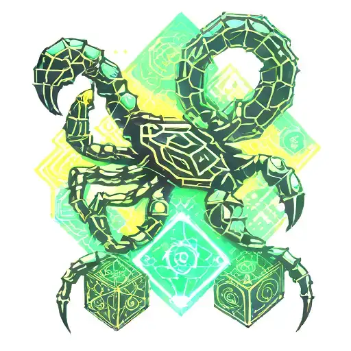 scorpion and pair of dice rolling tattoo design idea