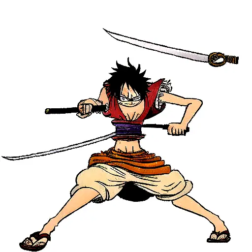 One piece luffy with sword tattoo design idea