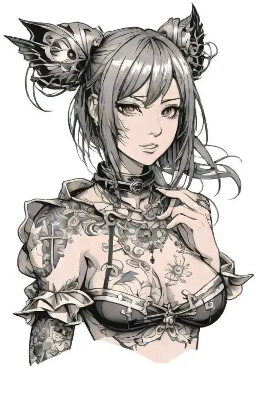 boobies anime girl tattoo design idea