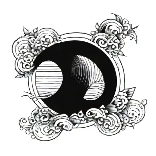 surfboard wave sun  tattoo design idea