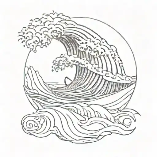 surfboard wave sun  tattoo design idea