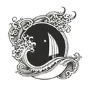 surfboard wave sun  tattoo design idea