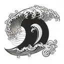 surfboard wave sun  tattoo design idea