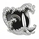 surfboard wave sun  tattoo design idea