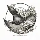 surfboard wave sun  tattoo design idea