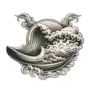 surfboard wave sun  tattoo design idea