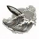 surfboard wave sun  tattoo design idea
