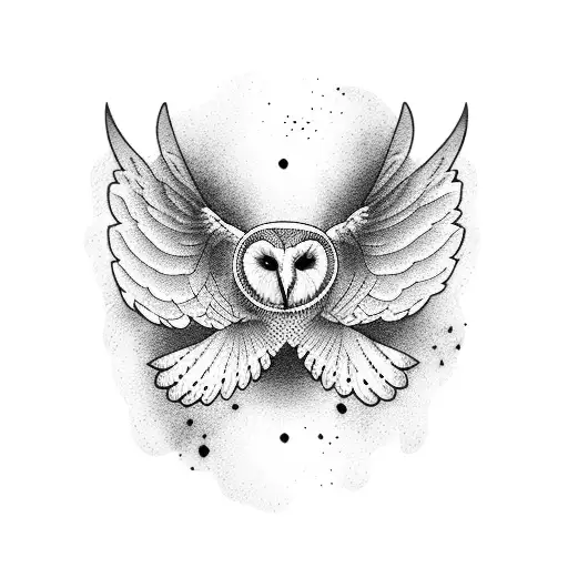 Barn owl flying tattoo design idea