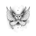 Barn owl flying tattoo design idea