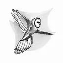 Barn owl flying tattoo design idea